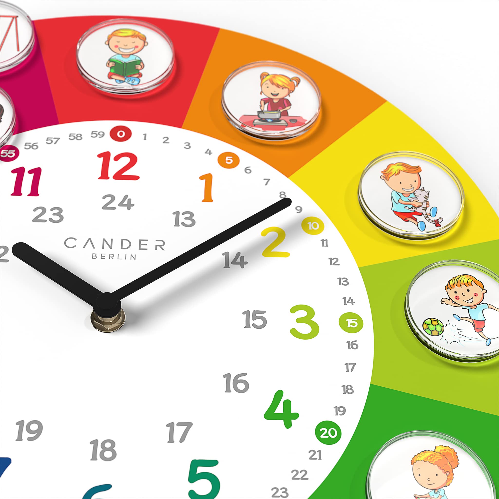 Cander Berlin MNU 11930 R - Orologio da parete silenzioso per bambini, 30 cm, senza rumore di ticchettio, per cameretta dei bambini, motivo: foto magnetica