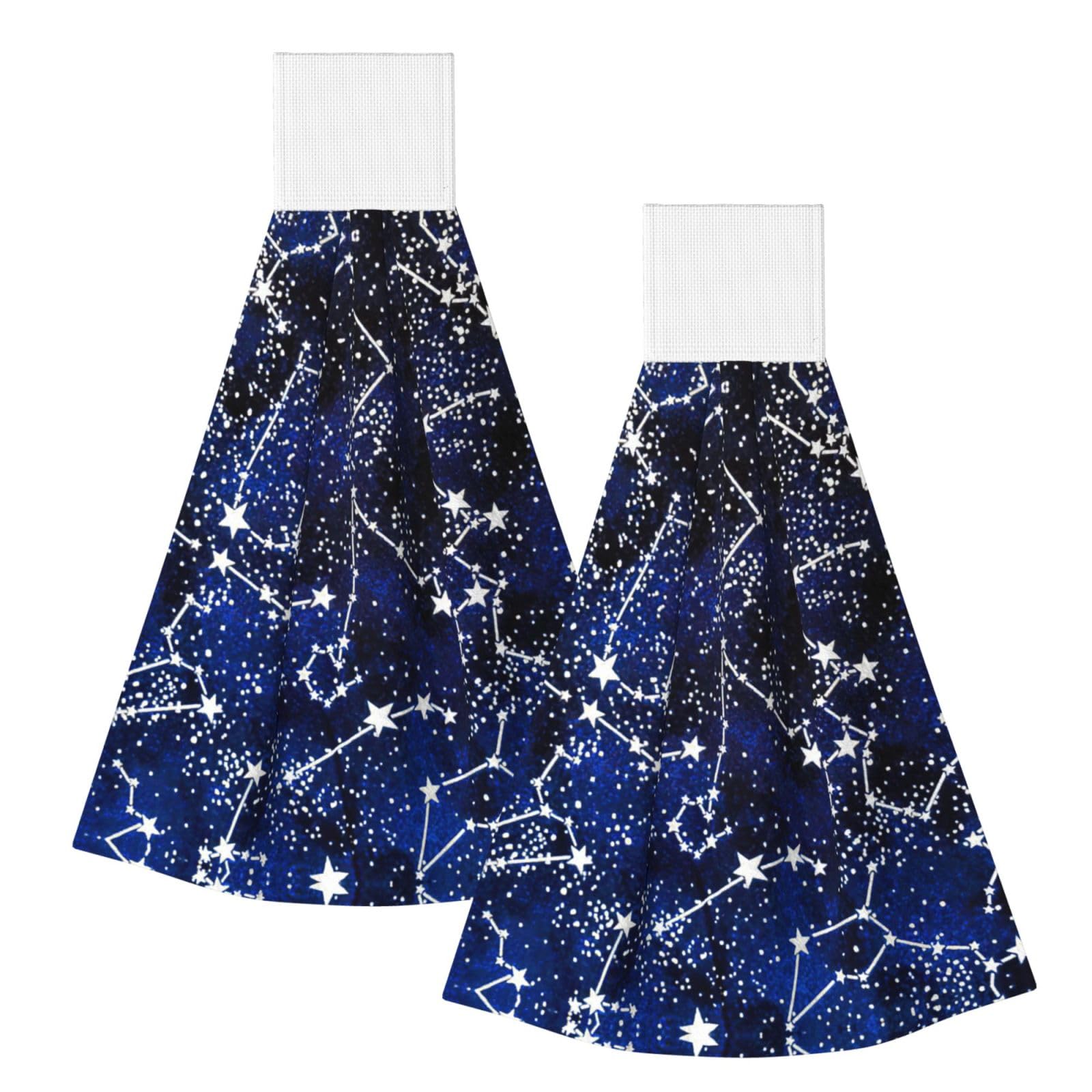 DUWAA Starlit Print Hanging Hand Towel Quick Dry Bathroom Towel Soft Kitchen Towel