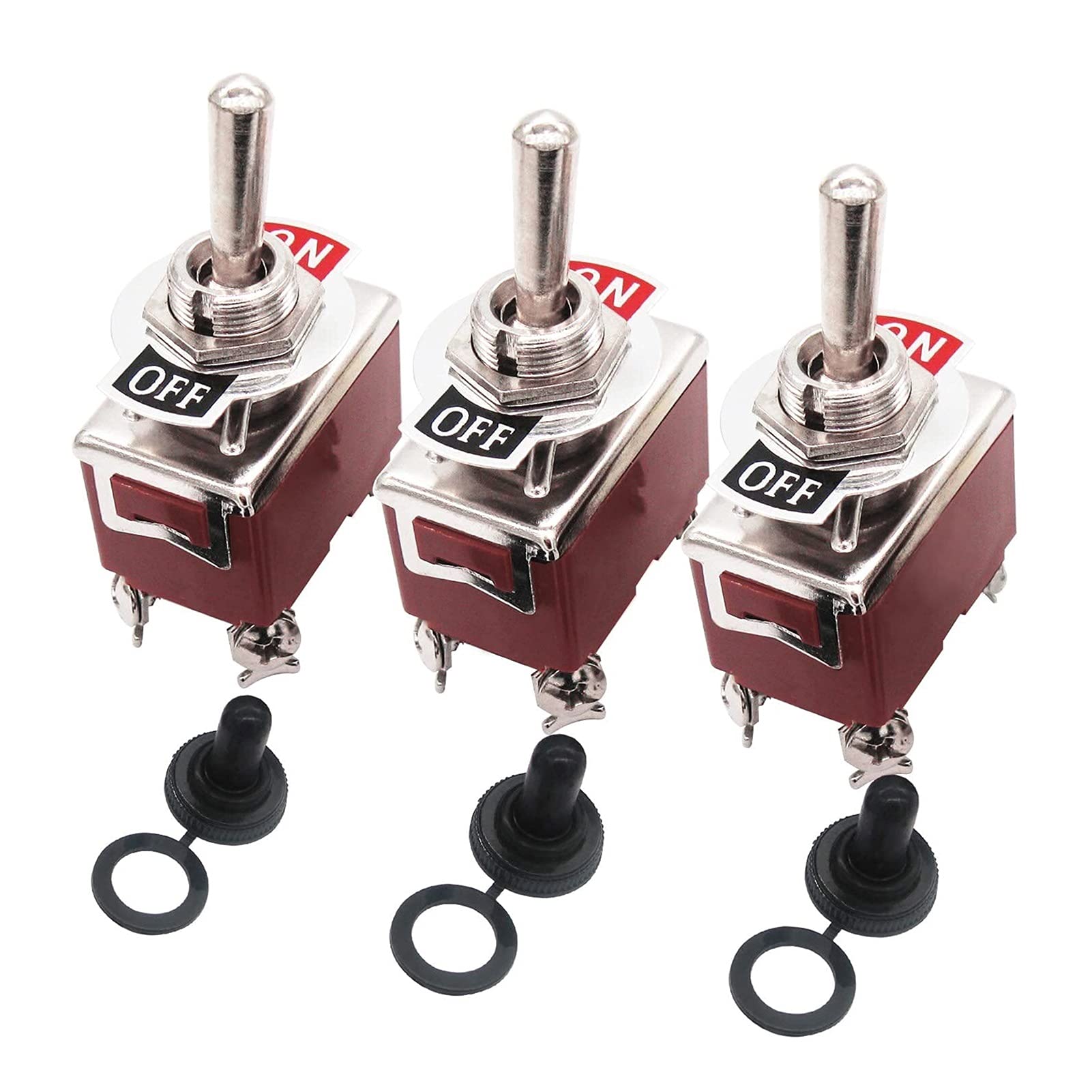 IDGTTLDF 3pcs Heavy Duty Rocker Latching Toggle Switch 15A 250V 20A 125V DPST 4 Pin ON/Off Switch