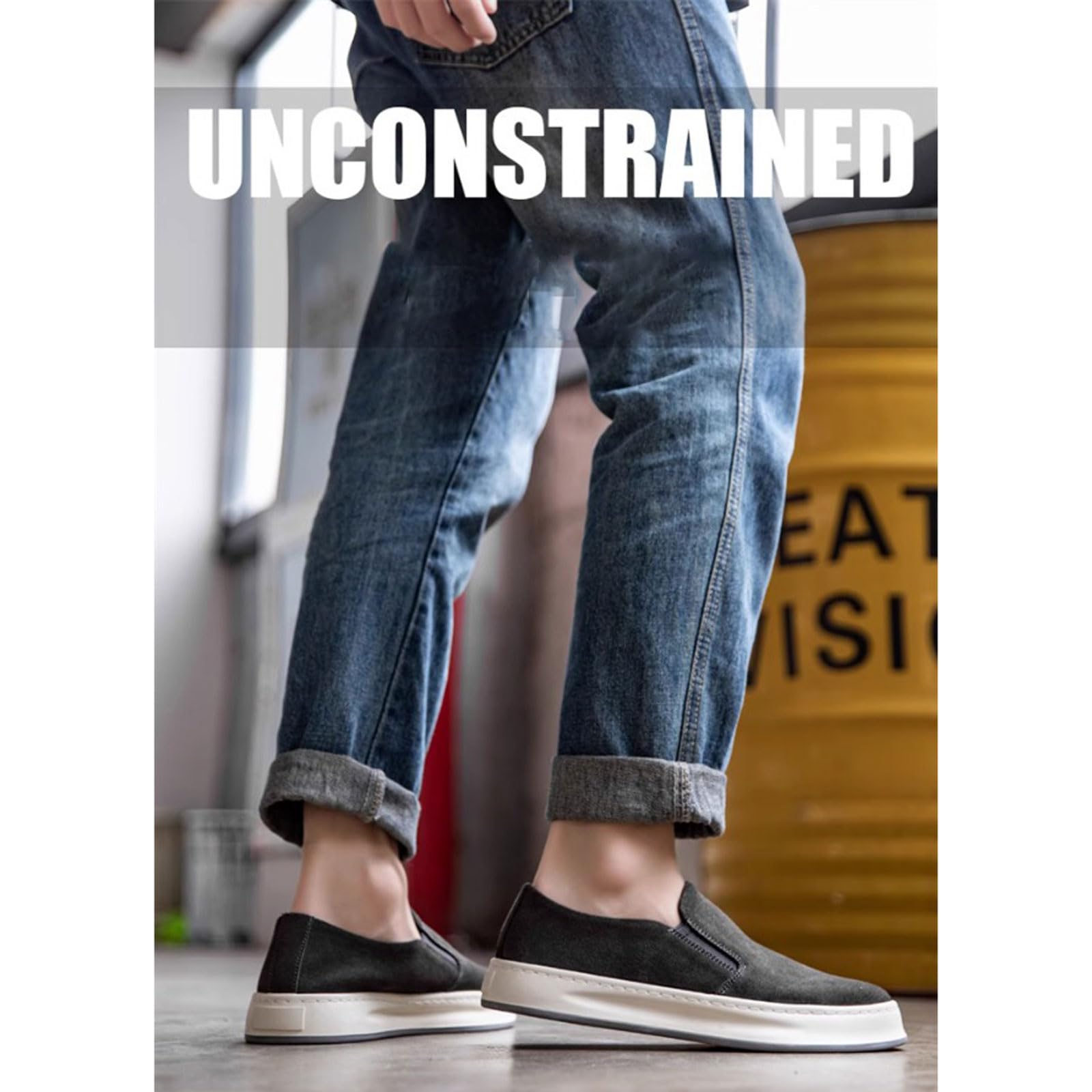Mocassini Uomo Estivi Leggere Scarpe Cerimonia Comode Mocassini Elegante Sportivo Scarpe Tela Antiscivolo Slip on Scarpe da Barca Senza Lacci,Mocassino Scamosciato Uomo per Casual Business EU38-46