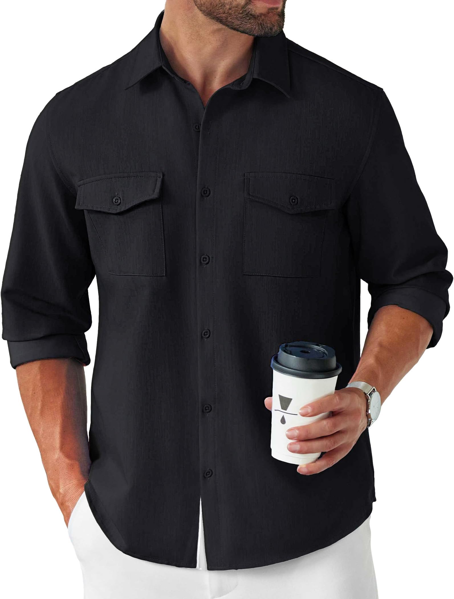 black mens casual dress