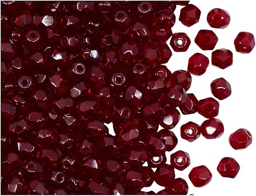 Cuentas SCARA, 600 unidades, 0.118 pulgadas, cuentas redondas facetadas checas, pulidas al fuego, masa 12, color rubí oscuro (rojo oscuro