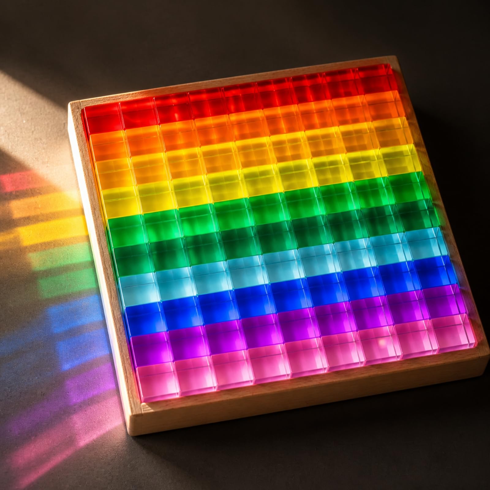 Almencla 100 Pezzi Giocattolo Educativo di Forme | Impilabile, Acrilici Colorati Traslucidi, Sensoriale, Cubo in Acrilico Trasparente, per Spazi attività Organizzati