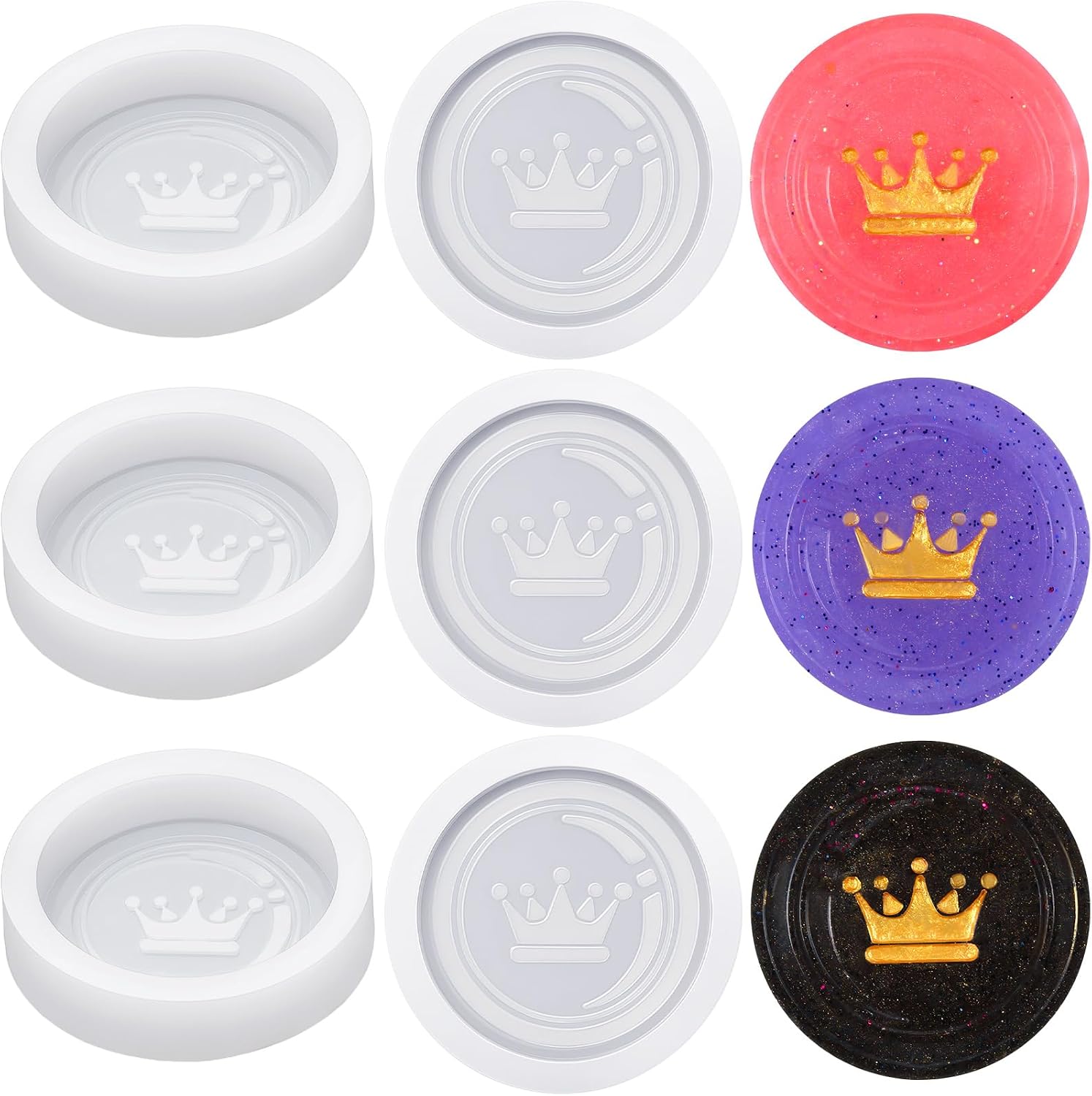 Patelai 24 Pieces Resin International Chess Molds Silicone Checkers Epoxy Molds Chess Resin Casting Mold for Home Decoration Jewelry Cake Pendant Making Supplies (White)