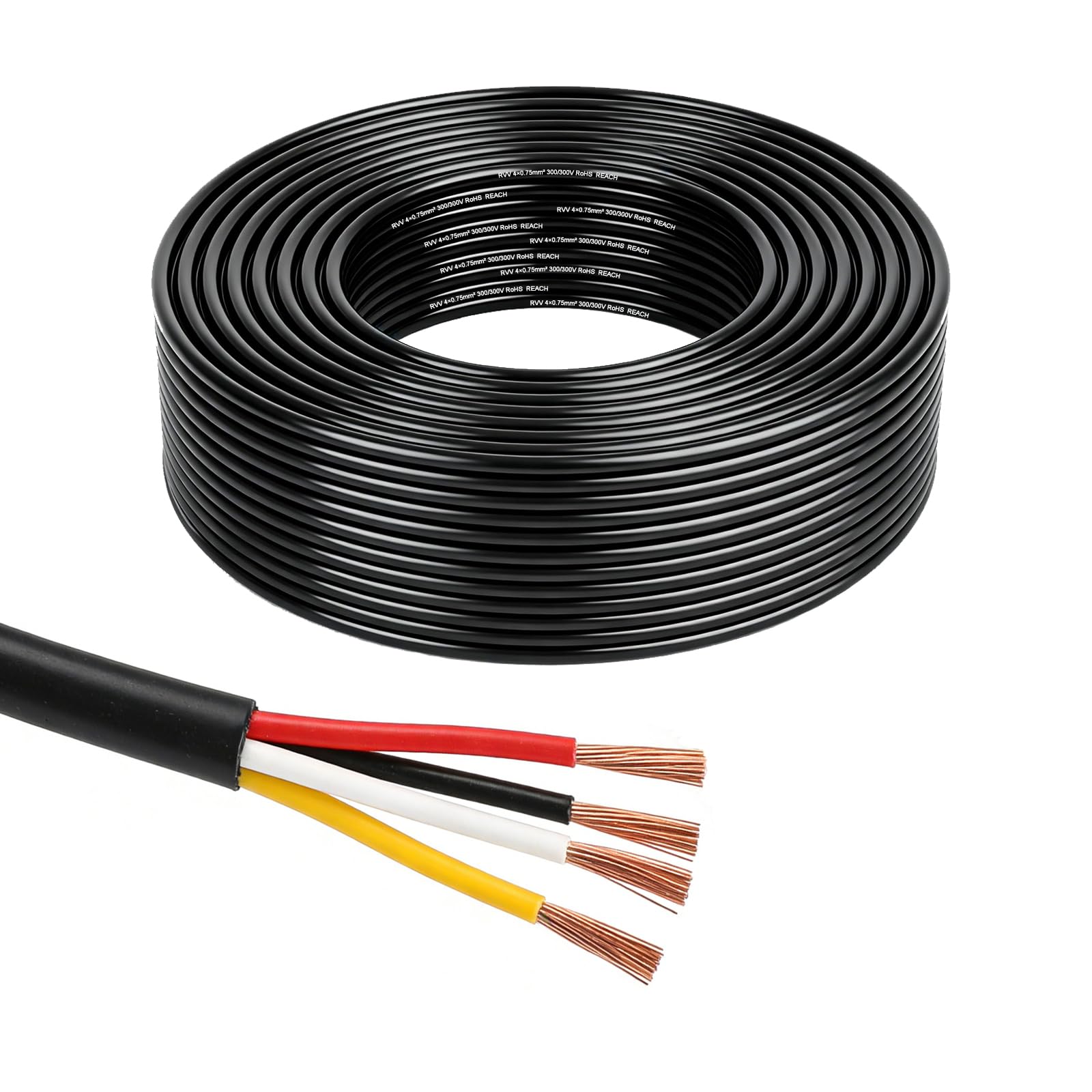 5M Fahrzeugleitung 4x0,75mm² Rundkabel, 12V 24V 4 Adriges Anhängerkabel, 4 Adriges Elektrokabel FLRYY KFZ für Wohnwagen LKW RV Anhänger