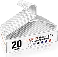 Vista 17 de HOUSE DAY Paquete de 10 perchas de plástico color negro, perchas de plástico con ganchos integrados, percha duradera y fuerte para armario, ahorro