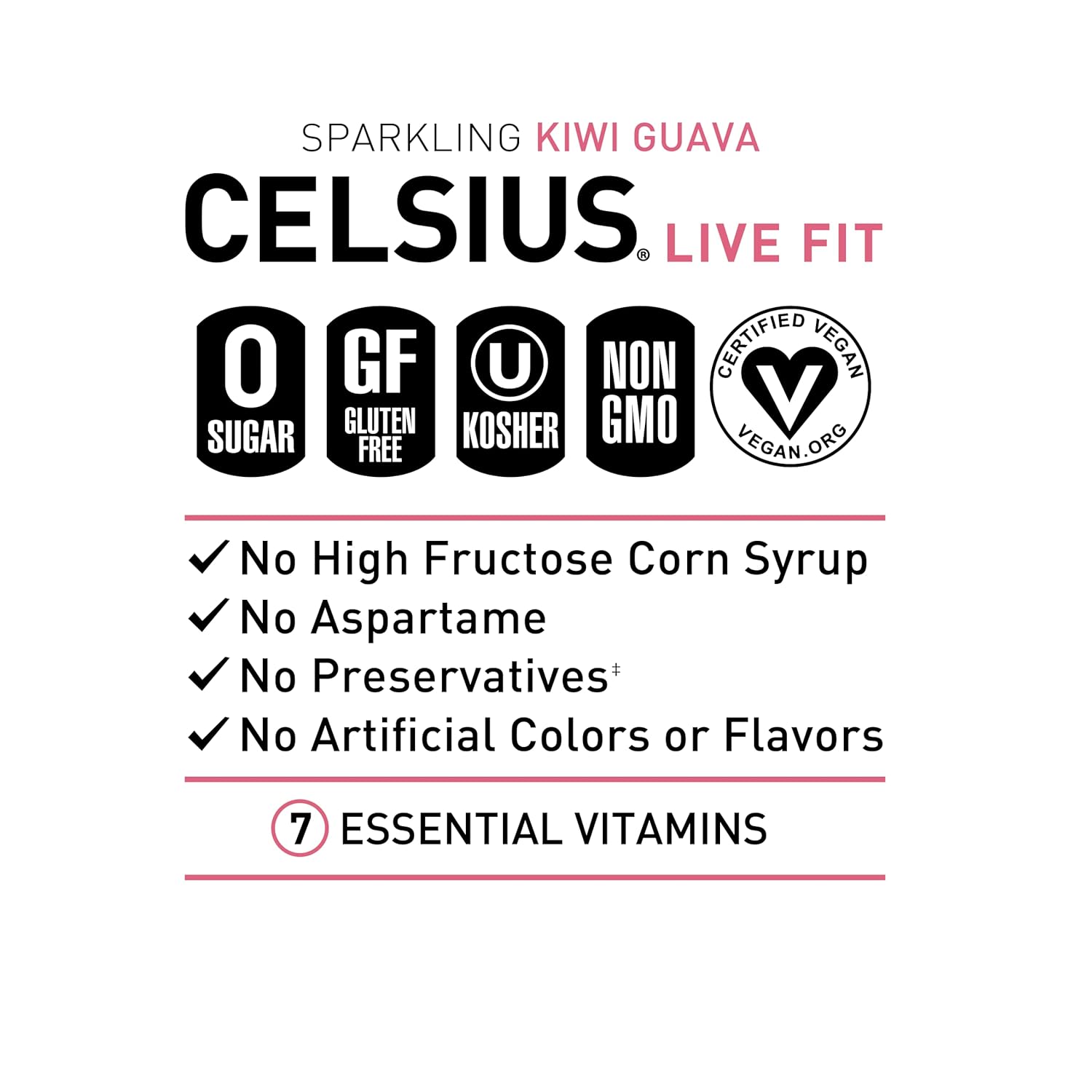 CELSIUS Sparkling Kiwi Guava, Functional Essential Energy Drink 12 Fl Oz (Pack of 12) : Grocery & Gourmet Food