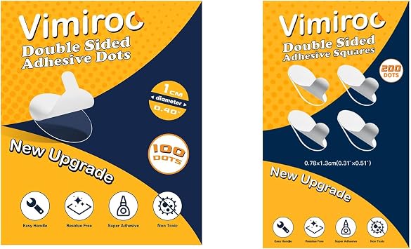 vimiroo Double Sided Tape Sticky Dot 200pcs + Double Sided Glue Dots 100pcs 0.4''