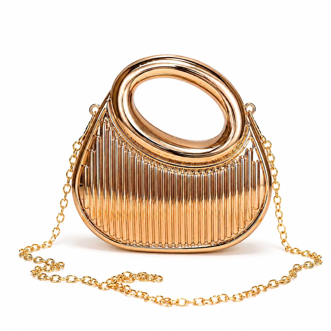 Angel Gurl Women’s Metallic Gold Mini Clutch Bag with Detachable Chain Strap | Party Sling Bag | Evening Purse for Wedding, Festive & Cocktail-image-44