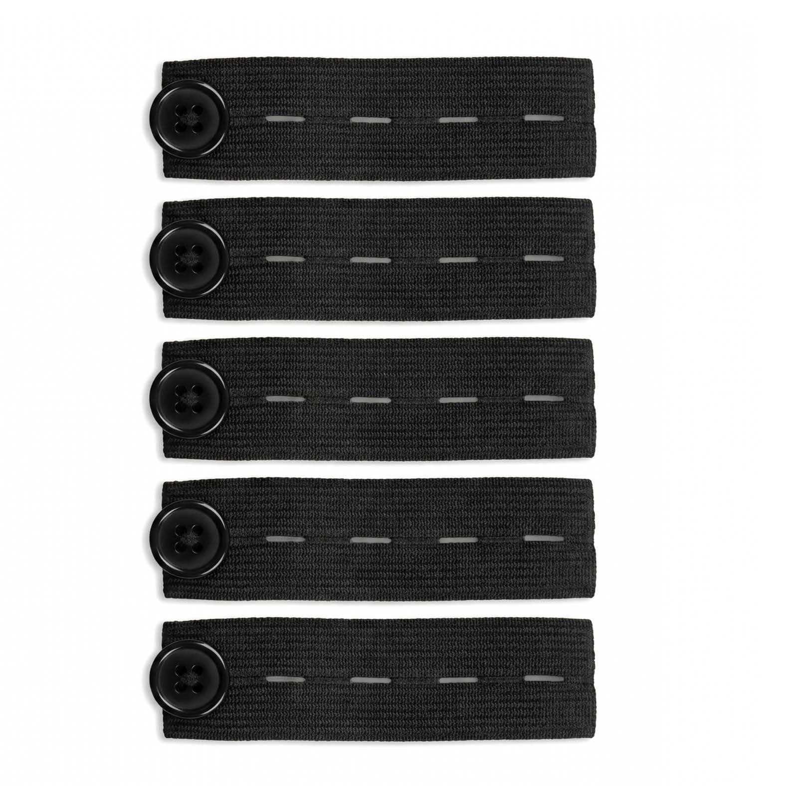 Merzio 5 Pack Black Elastic Waist Extenders for Trousers and Jeans, Adjustable Button Extender Waistband Expanders for Men Women Pregnancy Pants