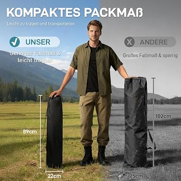 EVER ADVANCED Folding Camping Chair Back Adjustable in 4 Positions 160 kg 160 kg load capacity folding recliner camping chair with side pocket and drink holder fishing chair for camping