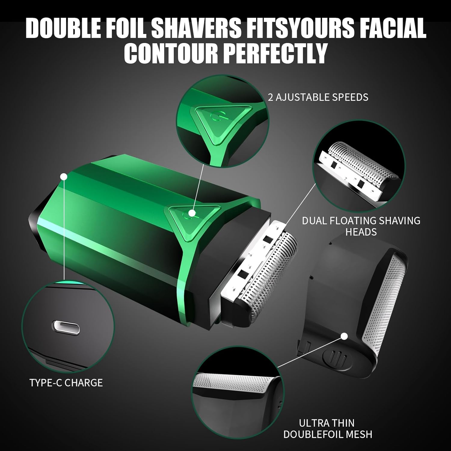 BILLAR® Hair Clippers for Men with Beard Trimmer, Professional Clippers & Beard Trimmers Set, Electric Razor Shavers for Men, Cordless Men’s Grooming Kit for Nose, Face, Hair (Green) - Image 4