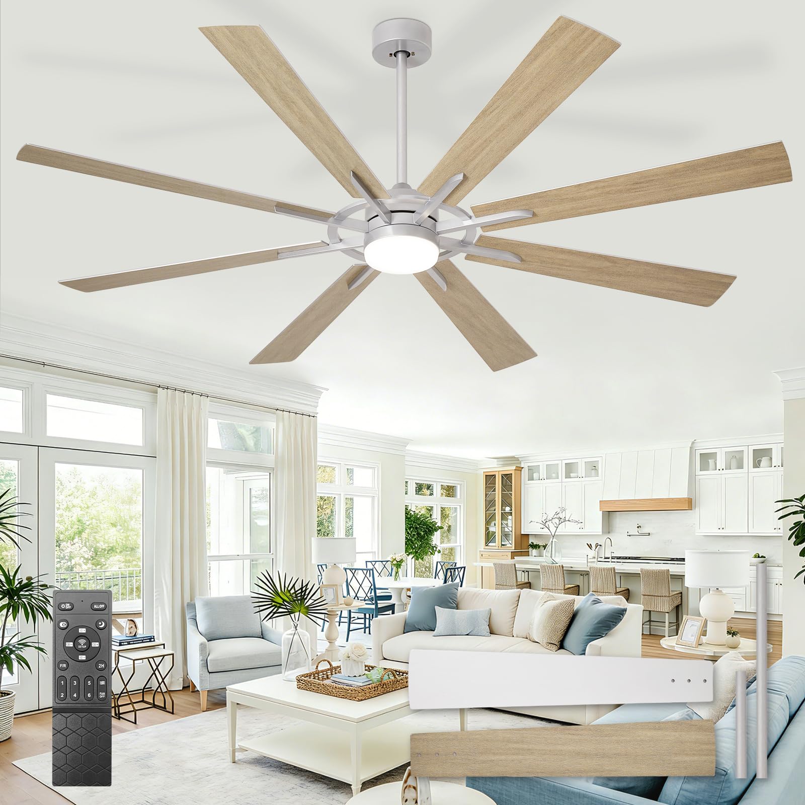 Photo 1 of BvenuBigLite 72 Inch 8-Blade Ceiling Fan with Light