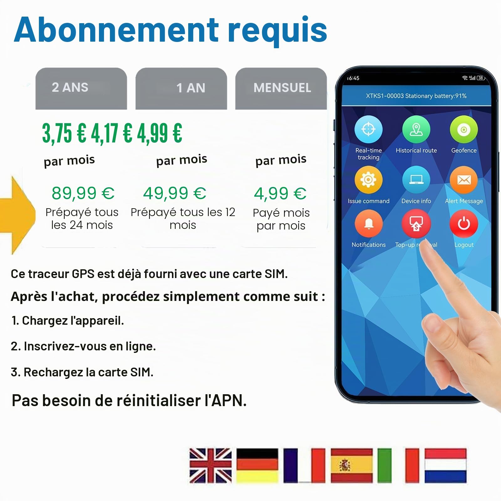 4G Tracker GPS avec Carte SIM Winnes Traceur GPS Mini Taille pour Enfants Personne âgées Valise avec Alarme Sonore SOS Boutons Personnalisés Étanche Longue Veille Suivi Historique APP sans Abonnement