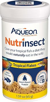 Aqueon Nutrinsect Fish-Free Fish Food, Tropical Flakes, 1.59 oz