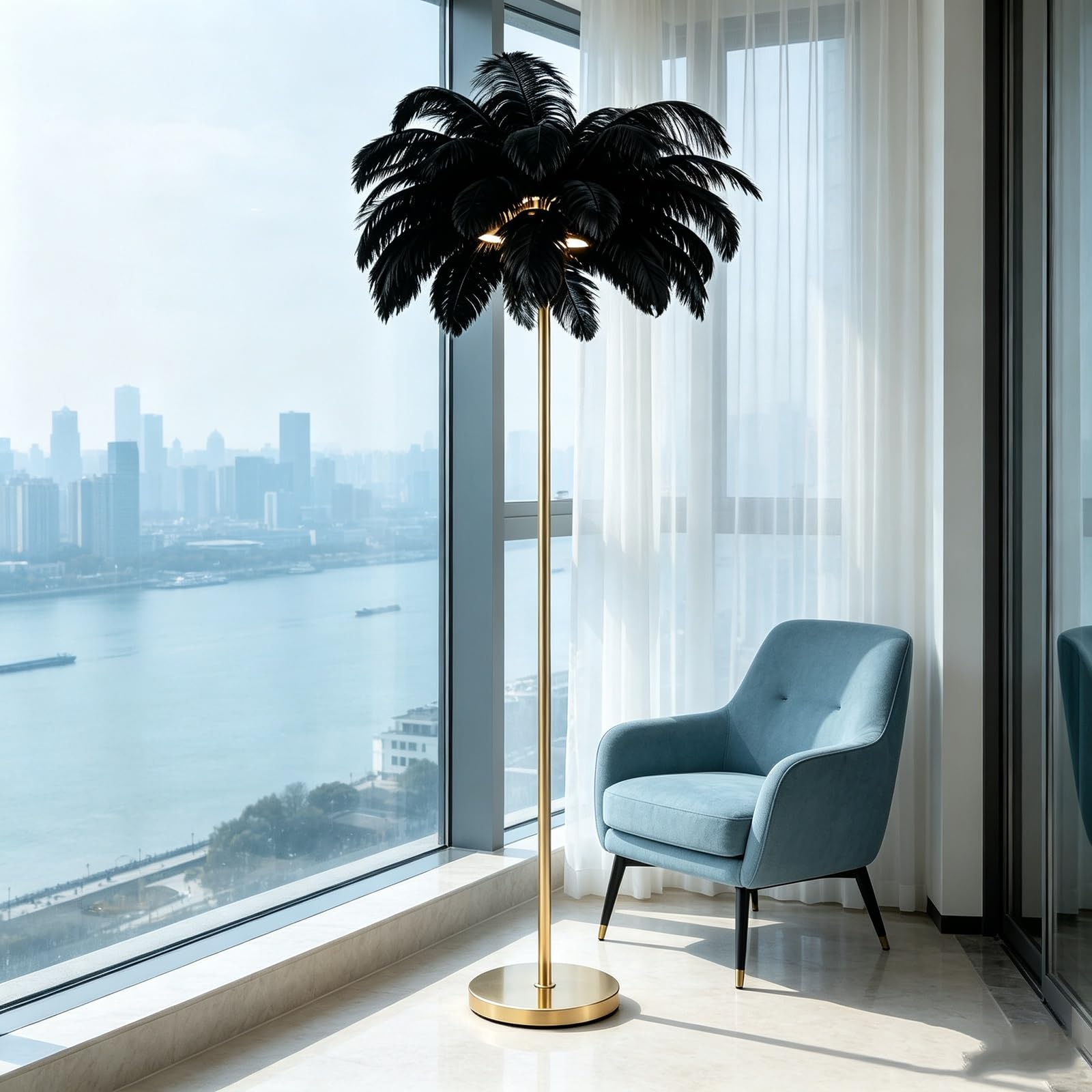 LCNDKF Quiet Ambient Feather Floor Lamp