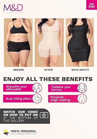 M&D Full Body Faja for Women | Fajas Colombianas Moldeadoras Post Surgery Stage 2 Faja for Tummy Tuck, Lipo 360 & BBL