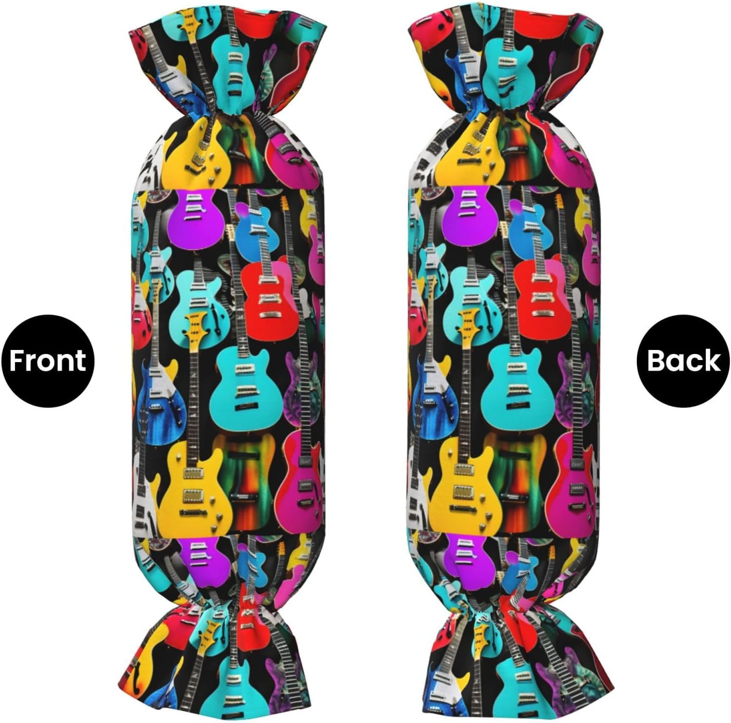 Colorful Guitars Print Candy Cylindrical Eco-Friendly Pillow Soft Velvet Living Room Bedroom Travel Decor