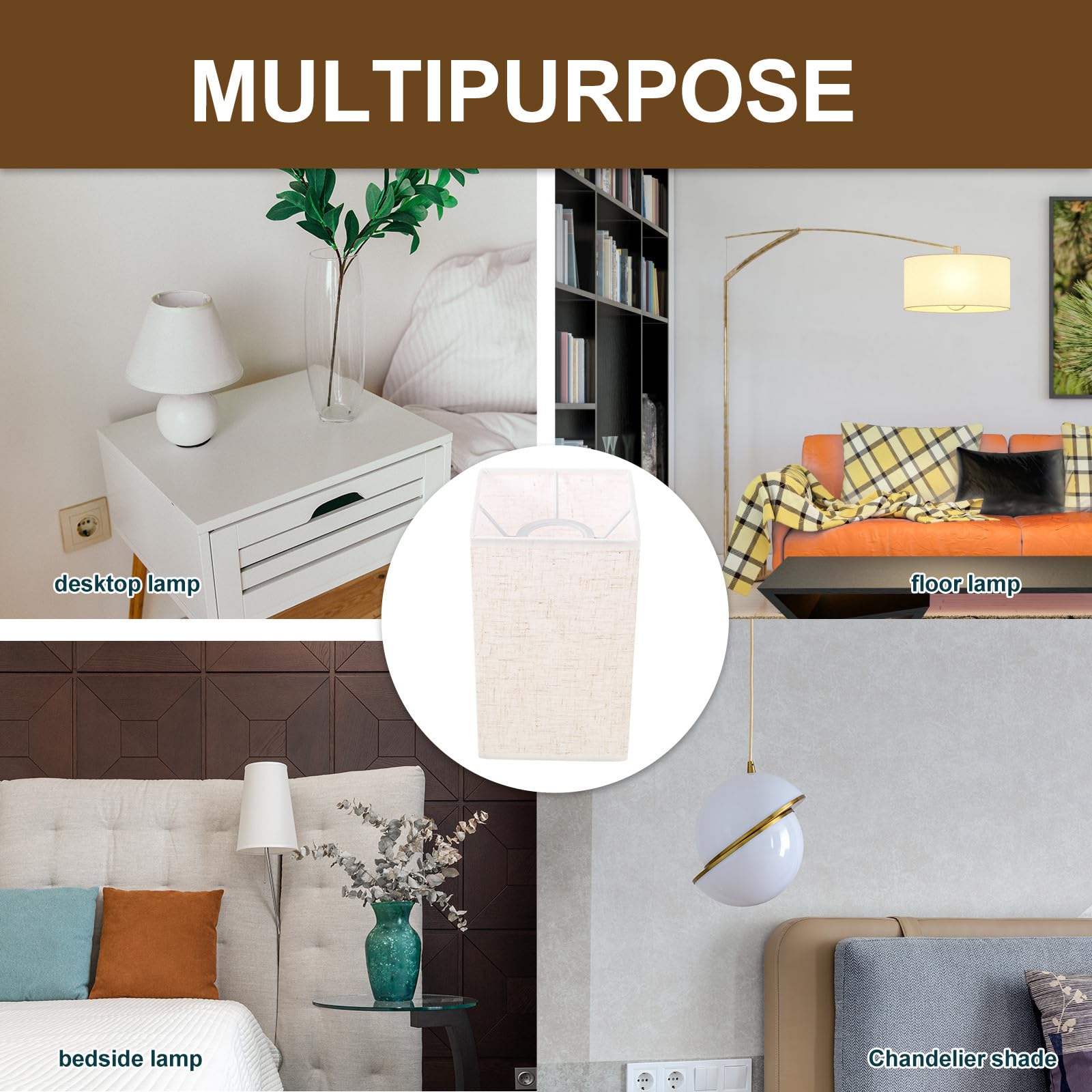 GLEAVI Pantalla de Lámpara de Pie y Pared E27 Pantalla de Lámpara de Tela de Lino Beige Cubierta de Luz Interior Colgantes Mesa Compatible Pequeñas Uso en Hogar y Oficina