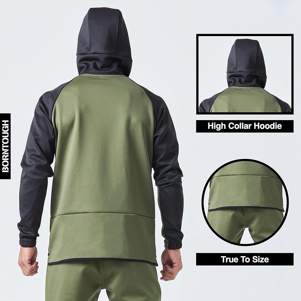 Born Tough Men's Gym Workout Hoodie, Athletic Track Jacket