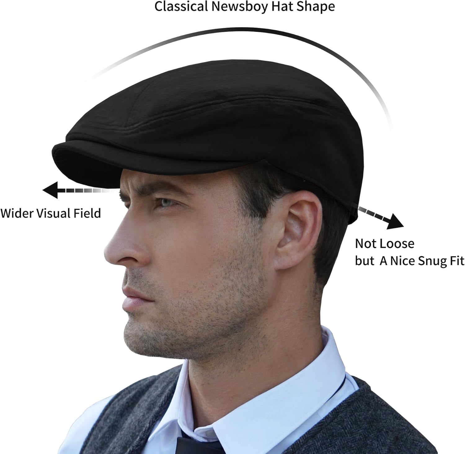 POUDAY Men's Cotton Newsboy Cap Flat Cap Newsboy Hat for Men Cabbie Hat Breathable Soft Summer Hat for Driving Hunting Golf - Image 2
