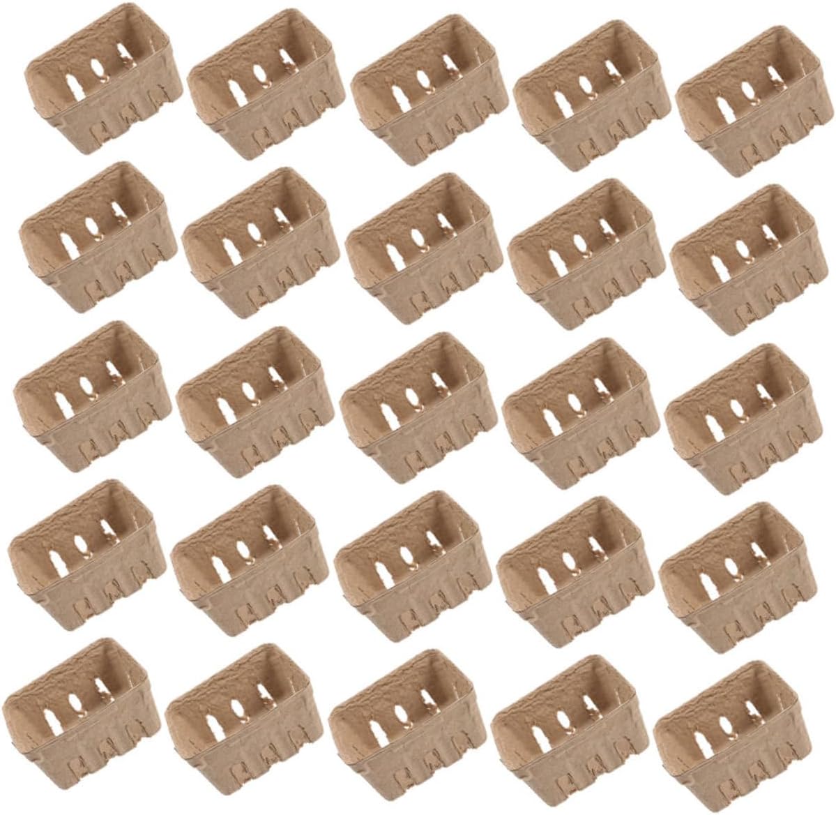 Luxshiny 40Pcs Biodegradable Paper Pulp Berry Basket Fruit Storage Containers for Kitchen Counter Decorative Blueberry Tray for Household Use