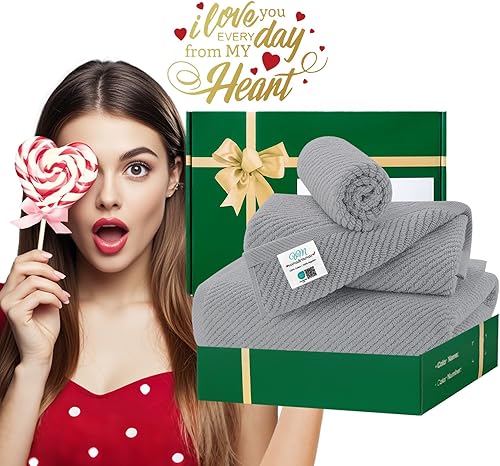 Vista 142 de VOOVA & MOVAS Toallas verdes para baño, 100% algodón, de secado rápido, ligeras, gruesas, suaves, juego de toallas de 6 piezas, 2 baños grandes