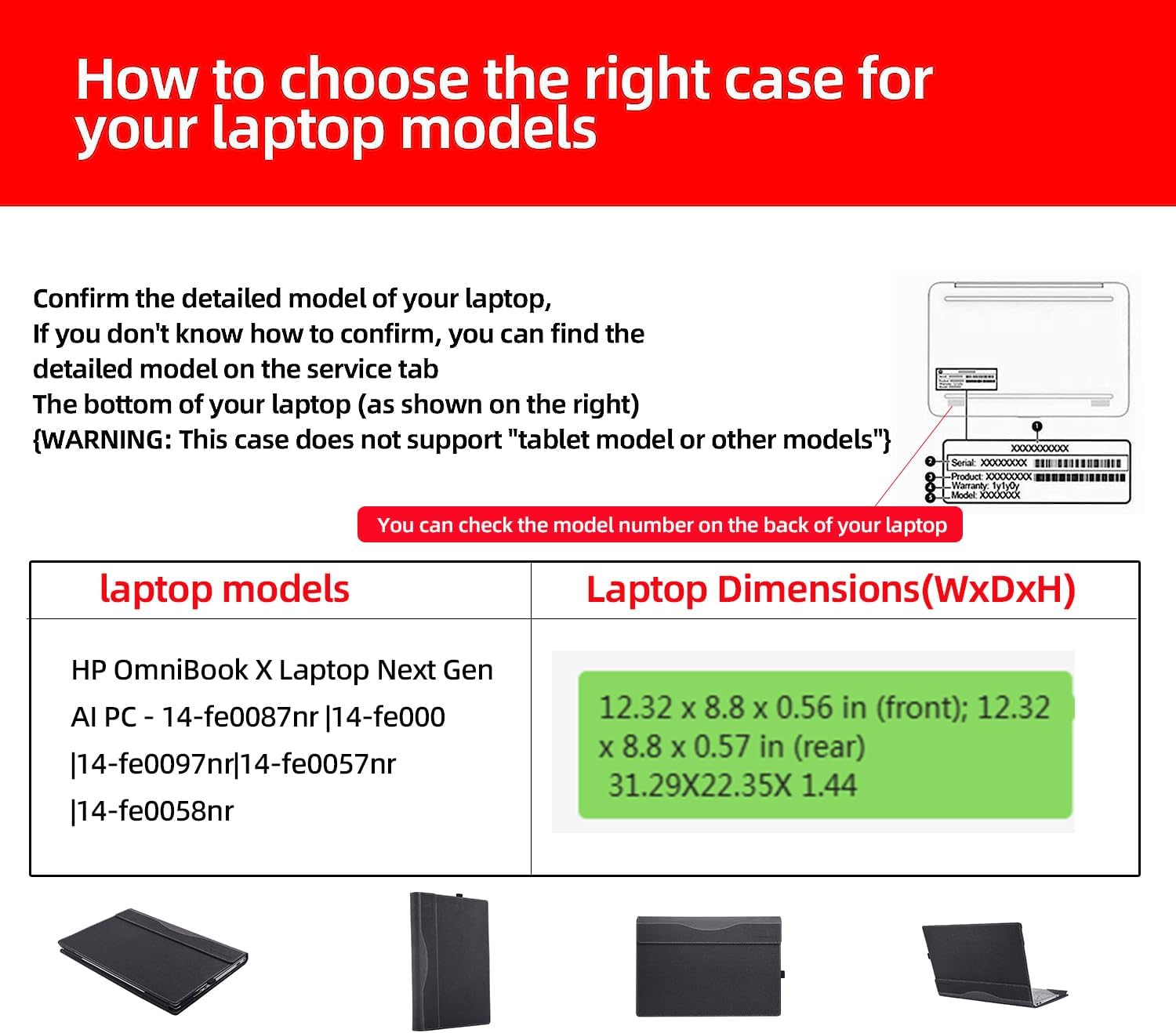 Laptop Cover for HP OmniBook X Laptop Next Gen AI PC - 14-fe0087nr |14-fe000|14-fe0097nr|14-fe0057nr|14-fe0058nr 14" PU Leather Inside Pocket Cover (Dark Gray)