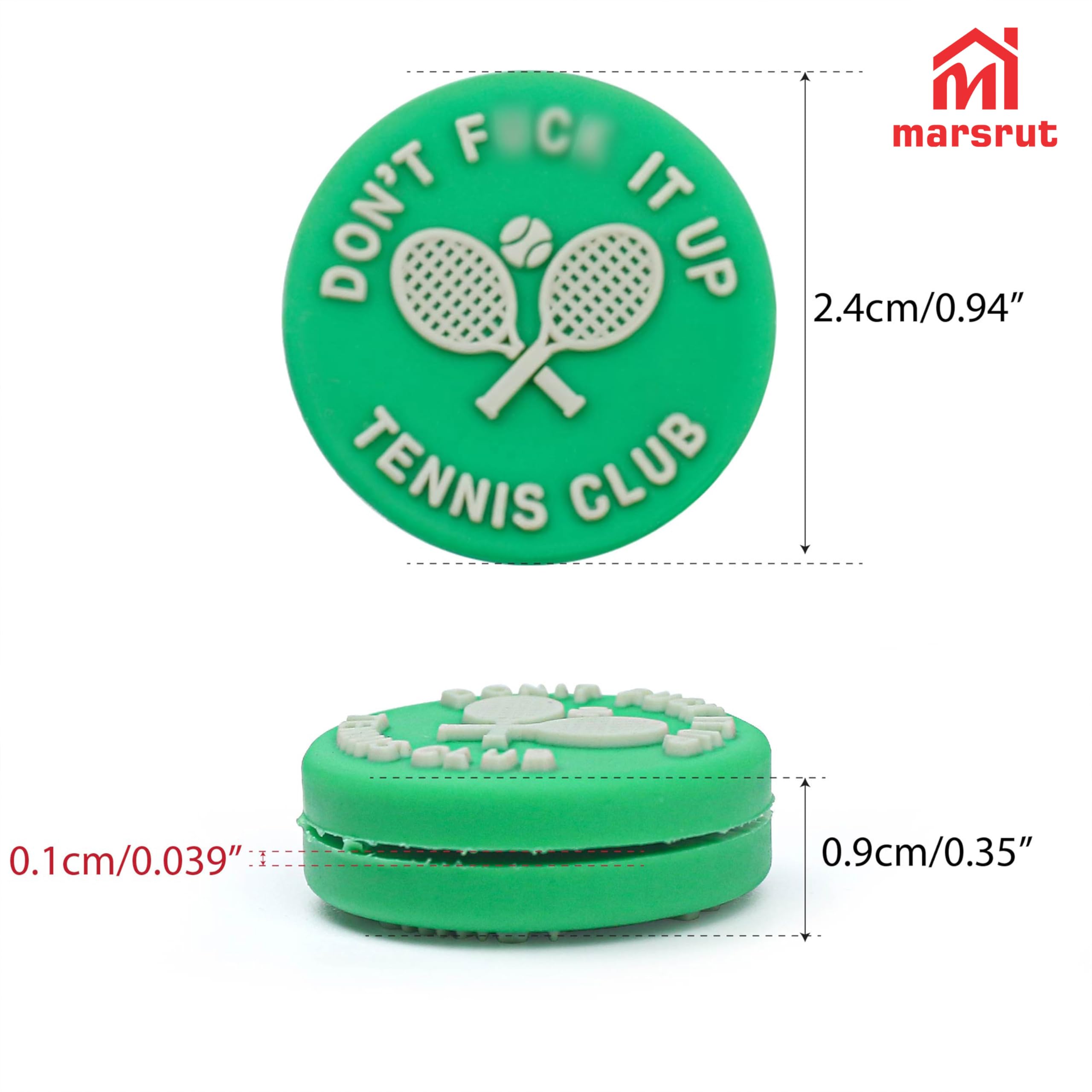Marsrut 4PCS Tennis Vibration Dampeners, Funny Racquet Damper Dampener for Tennis Racket, Silicone Tennis Shock Absorbers with Spicy/Aggressive Reminder Funny Word, Tennis Accessories Gift (4 Colors)