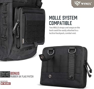 WYNEX Tactical Folding Admin Pouch, Molle Tool Bag of Laser-Cut Design, Utility Organizer EDC Medical Bag Modular Pouches Tactical Attachment Waist Pouch Include UK Patch