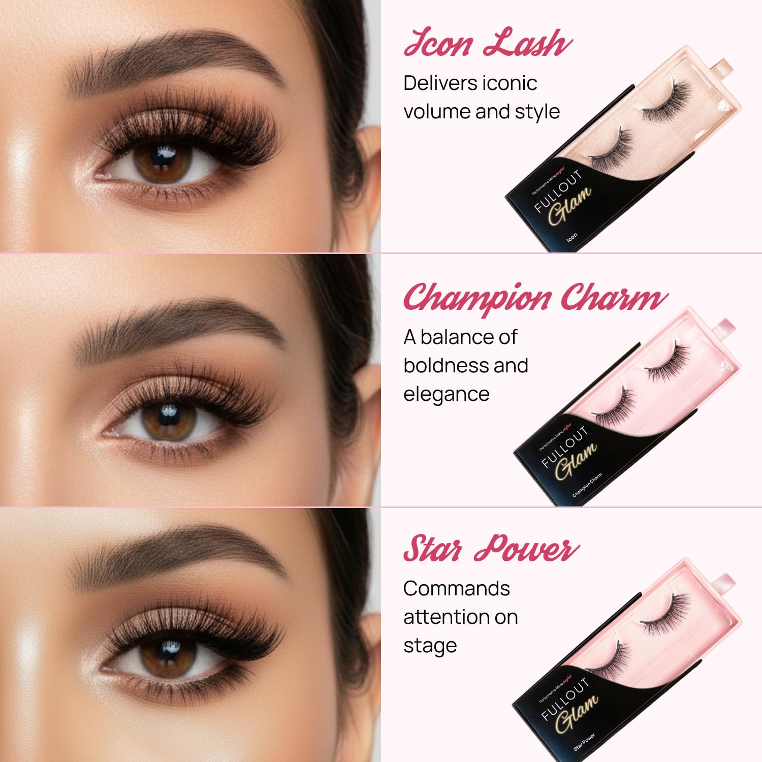 Full Out Glam Magnetic Eyelashes and Eyeliner Kit - Contains 3 Styles of Reusable Magnetic Lashes, LashMate Applicator, BackSpot Liner - Easy to Wear, No Glue Needed, Performance Gift Set
