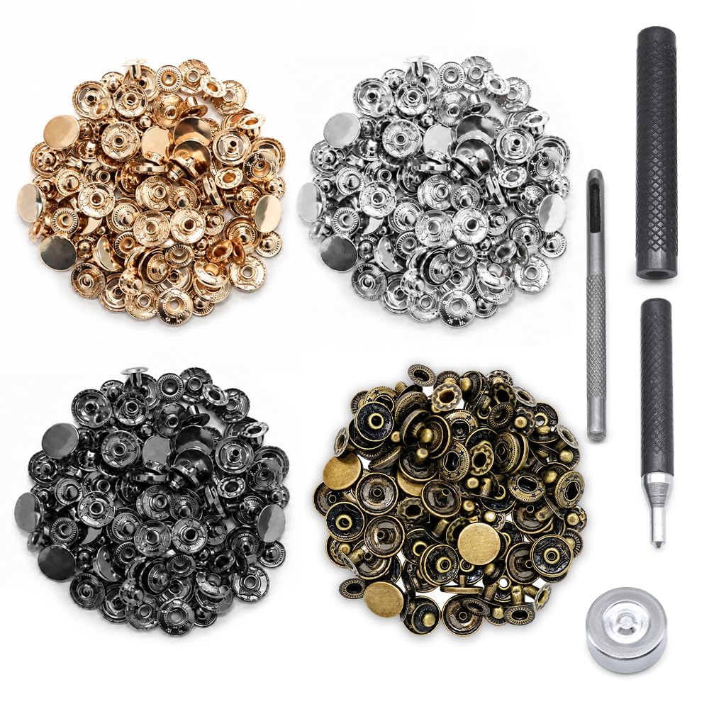 Photo 1 of SEMINI 120 Set Leather Snap Fasteners Kit, 10mm
