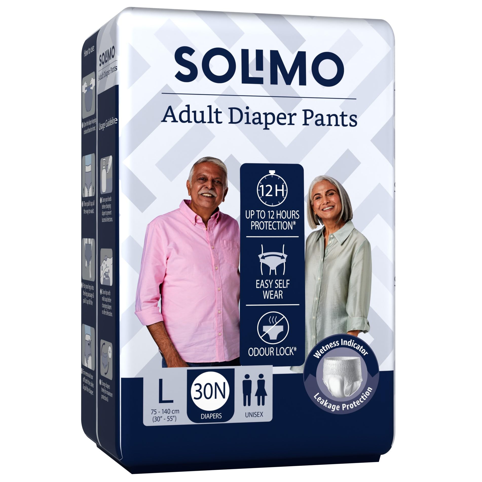 Amazon Brand - Solimo Adult Diapers Pant Style | Large Size | 30 Count | Waist 30-55 Inch (75-140 cm) | Fast Absorption | Leak Proof | Unisex | For Men & Women-image-11