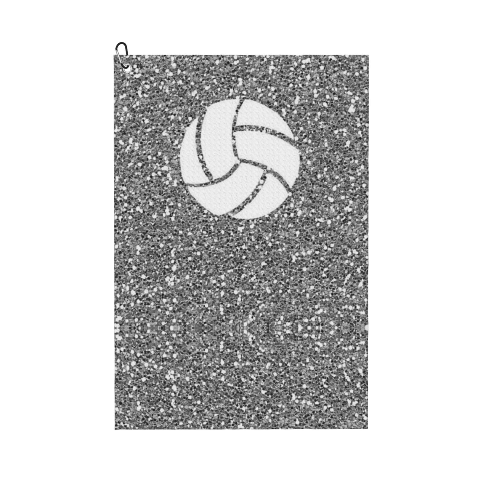 peiyeety Slivery Volleyball Decorative Microfiber Golf Towel with Carabiner Clip, 16x24 Inch Absorbent Waffle Weave Towel for Golf Bags