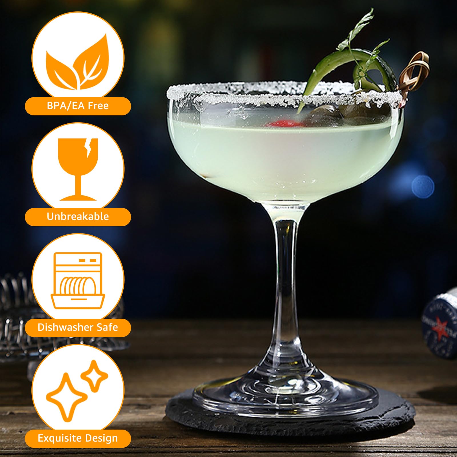 Copas De Champán De Cristal - Pack De 8, 150 Ml, Tipo Coupette, Ideales También Para Cócteles, Espresso Martini O Postres