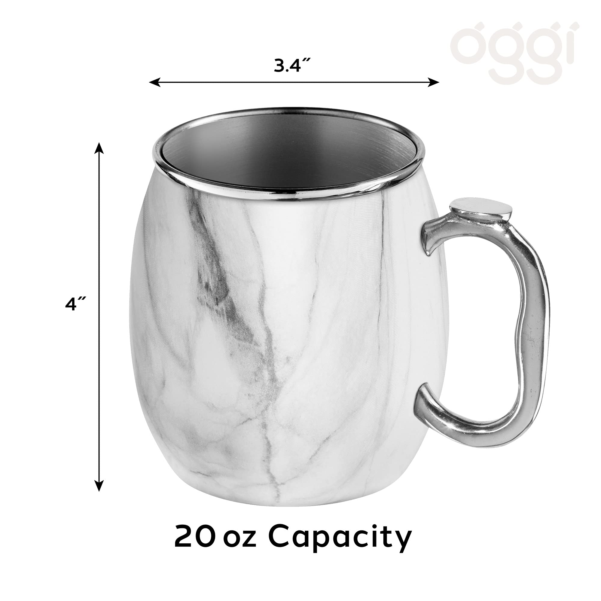 Amazon.com: Oggi Stainless Steel Moscow Mule Mug - 20 oz, White