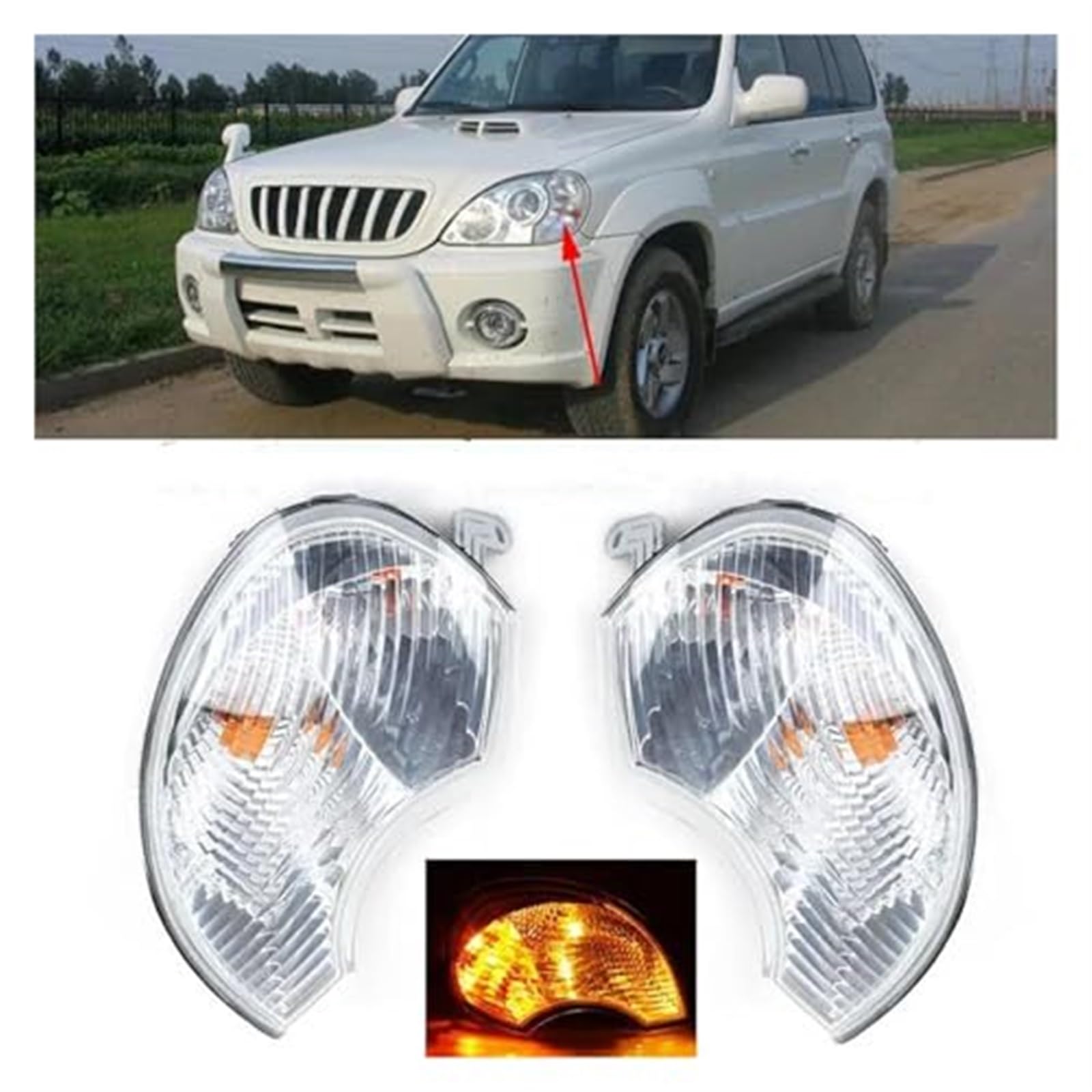 Dla Hyundai, dla Terracan 2001-2006 reflektor przedniego zderzaka samochodu reflektor boczny obrysowy narożny kierunkowskaz lampa boczne skrzydło lusterko wsteczne Lampa sygnalizacyjna pojazdu
