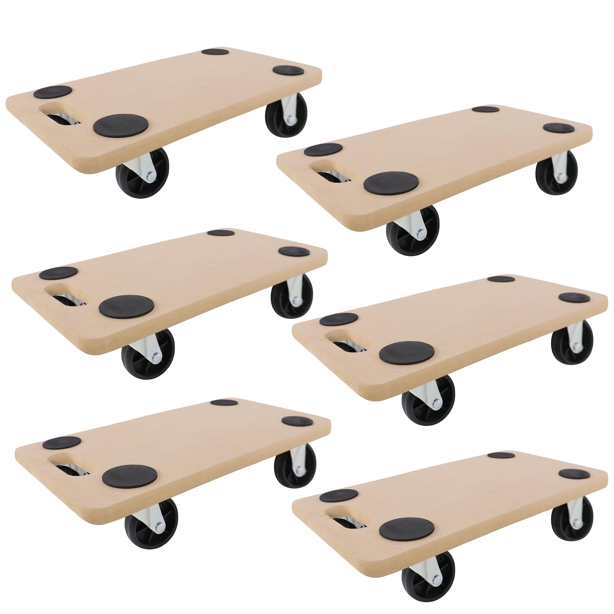 XMTECH Lot de 6 roulettes de transport 580 x 290 mm, capacité de charge maximale 200 kg, planche à roulettes en MDF, pour meubles pour chien, avec patins en caoutchouc, pour déménagement et ateliers