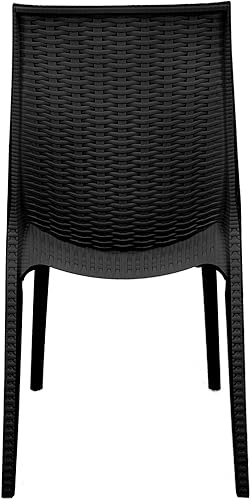 Miniatura 6 de LeisureMod Kent - Silla de comedor apilable moderna para exteriores, color negro