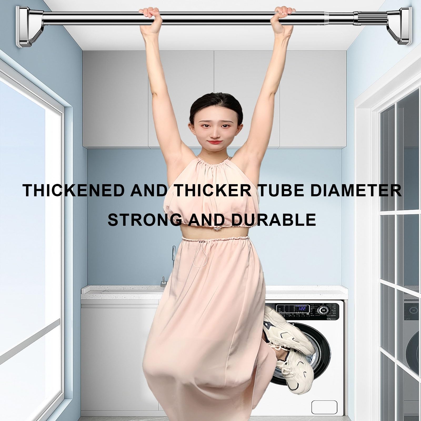 Adjuble Teon - Barra de ducha sin taladro, 360-450 cm, divisor de baño y armario Teles | Fácil instalación, morado h