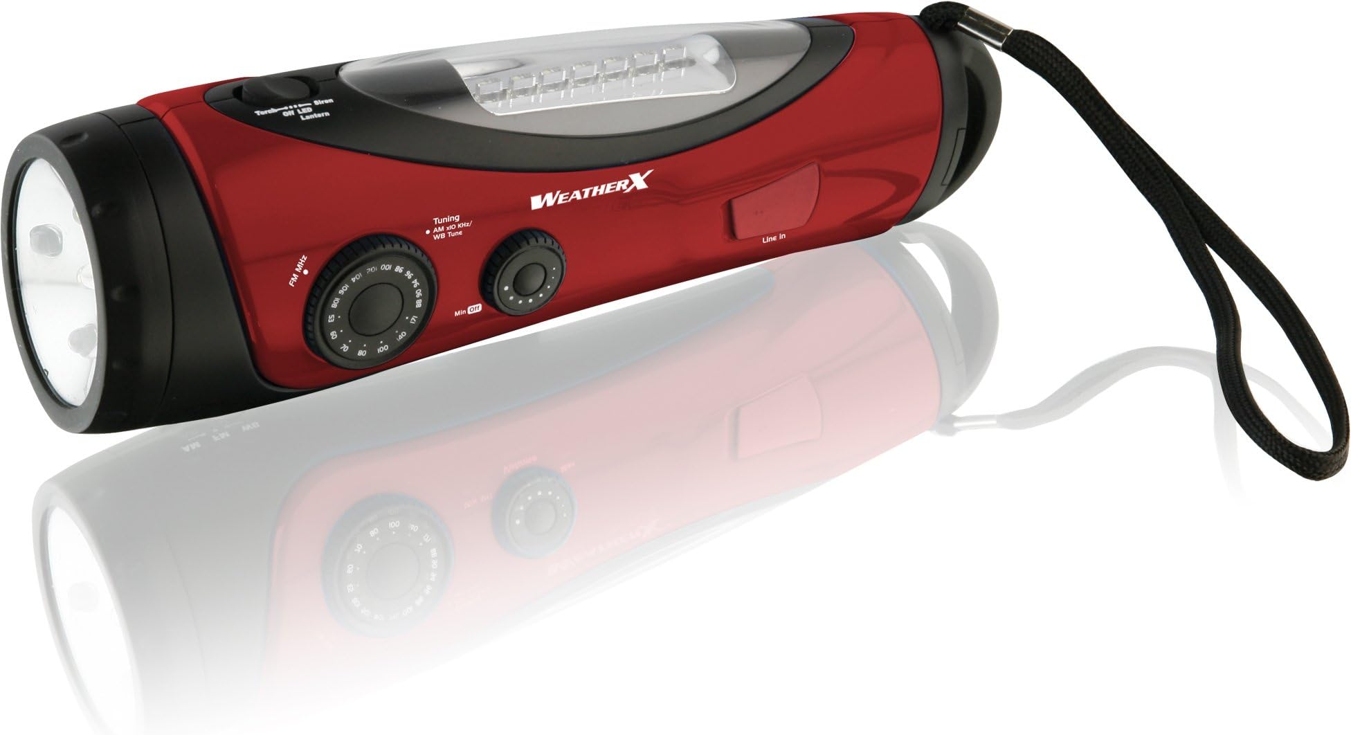 Weather X FR182R NOAA Weather Band and AM/FM Radio with Flashlight/Lantern - Red/Black