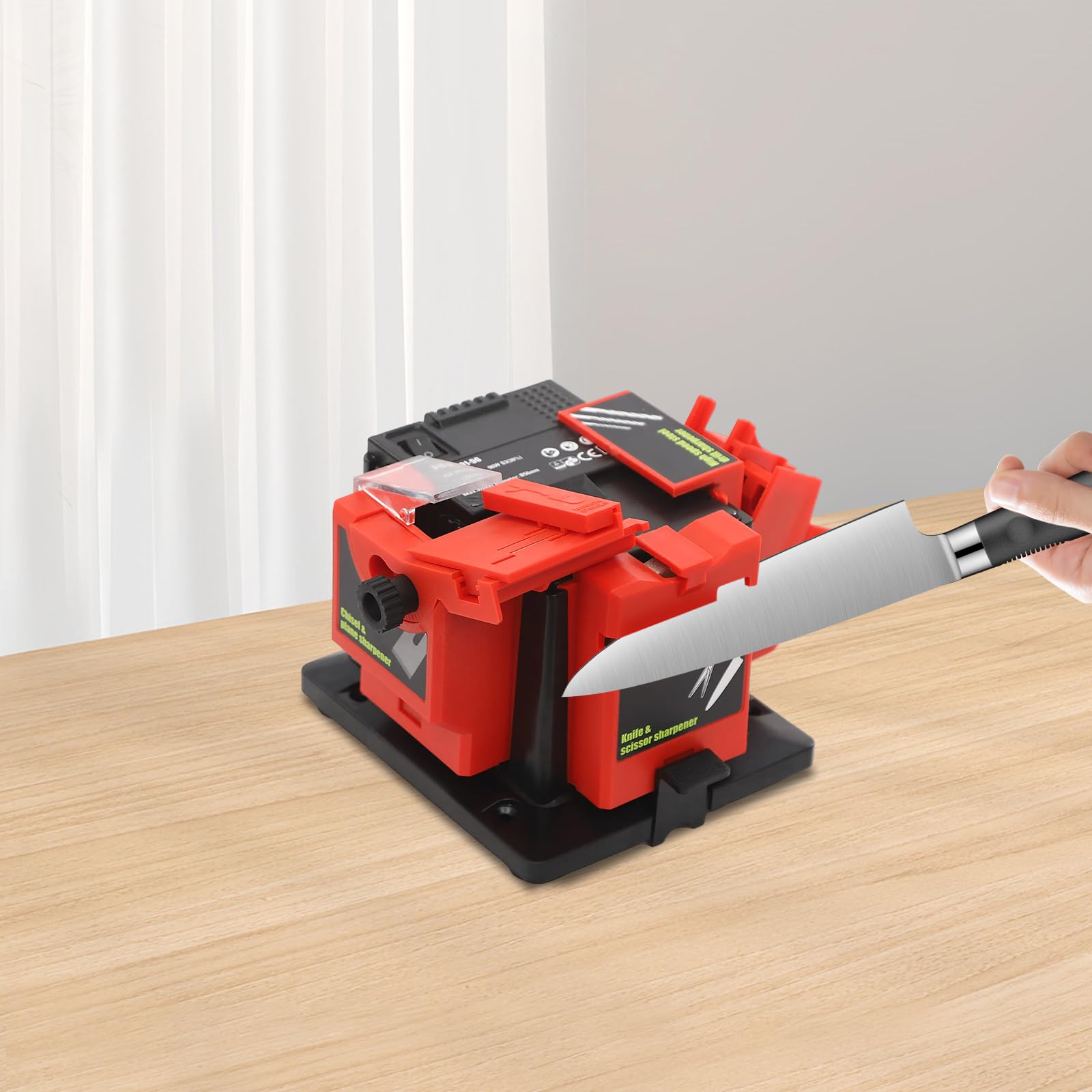 Affilatrice multifunzione da 96 W, universale, affilatrice multifunzione, affilatrice a scalpello, angolo regolabile da 15 a 50° per trapano con diametro da 0,14 a 0,51 Z