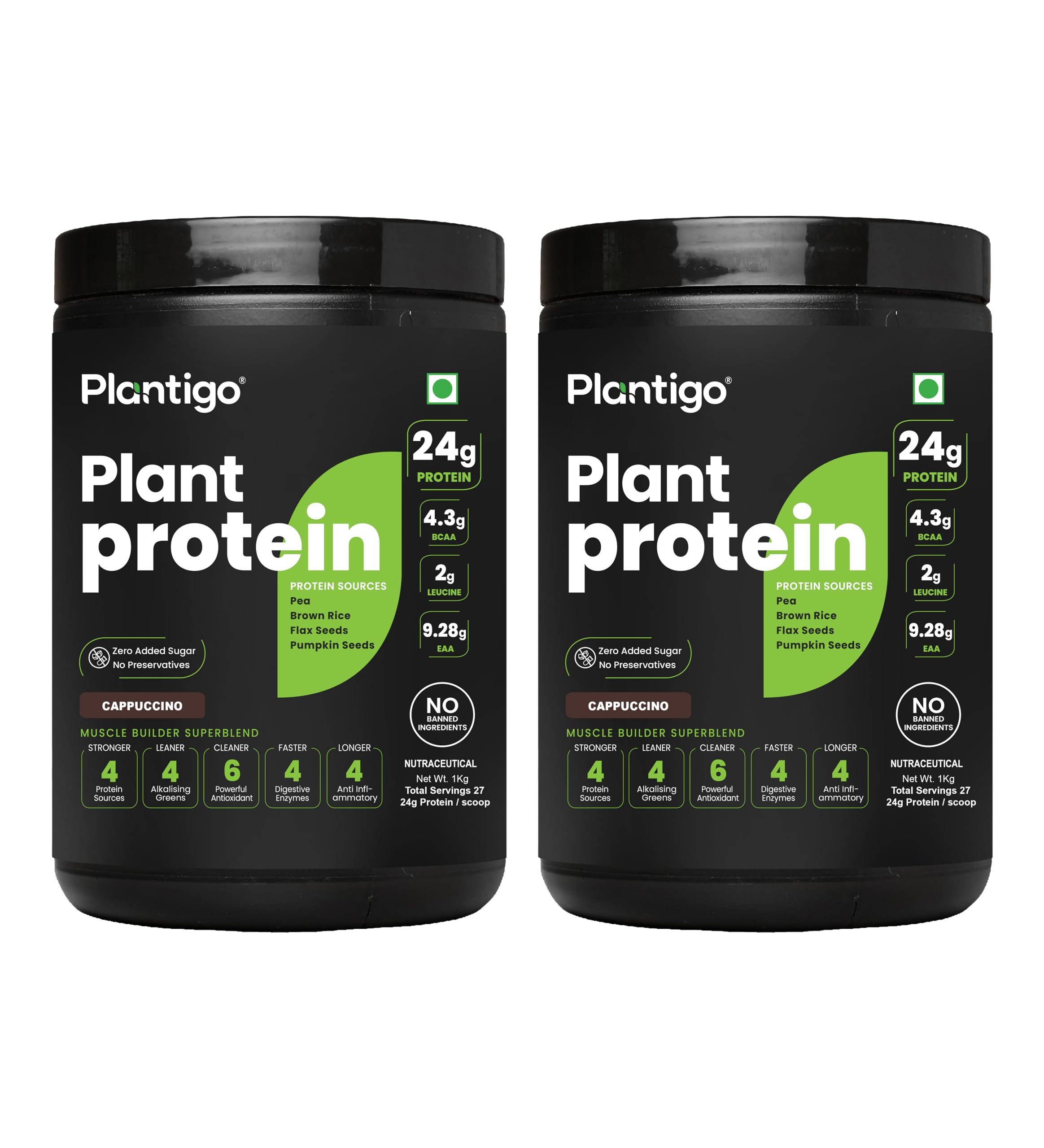 Plantigo Clean Plant Protein Powder | No Preservatives, No Banned Substances |Super Protein Blend- Pea, Brown Rice, Flax, Pumpkin 21SuperFoods Vegan Protein For Men, Women (Brazilian Chocolate - 1 Kg) — Amazon image 11