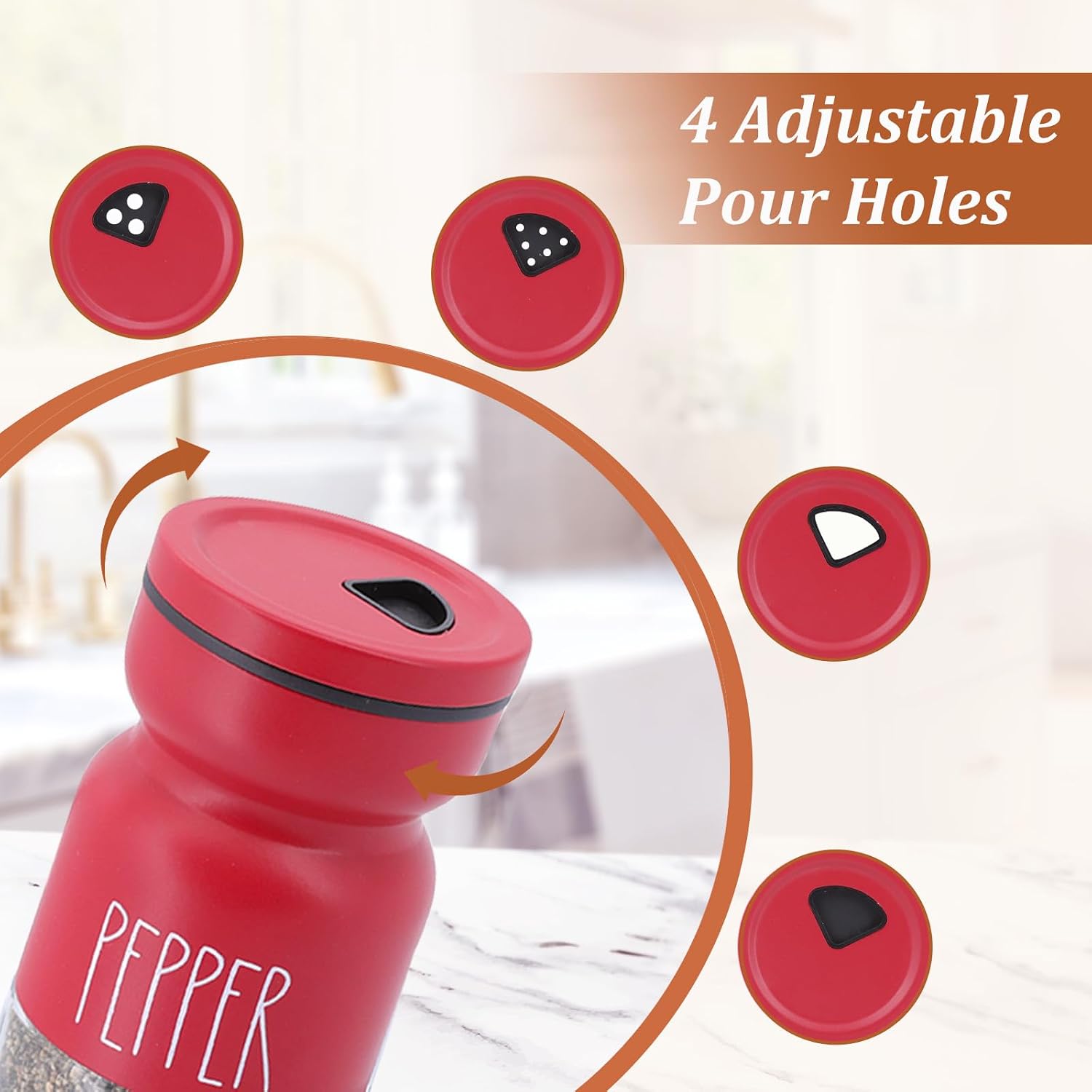 Red Salt and Pepper Shakers Set, Glass, 4 oz