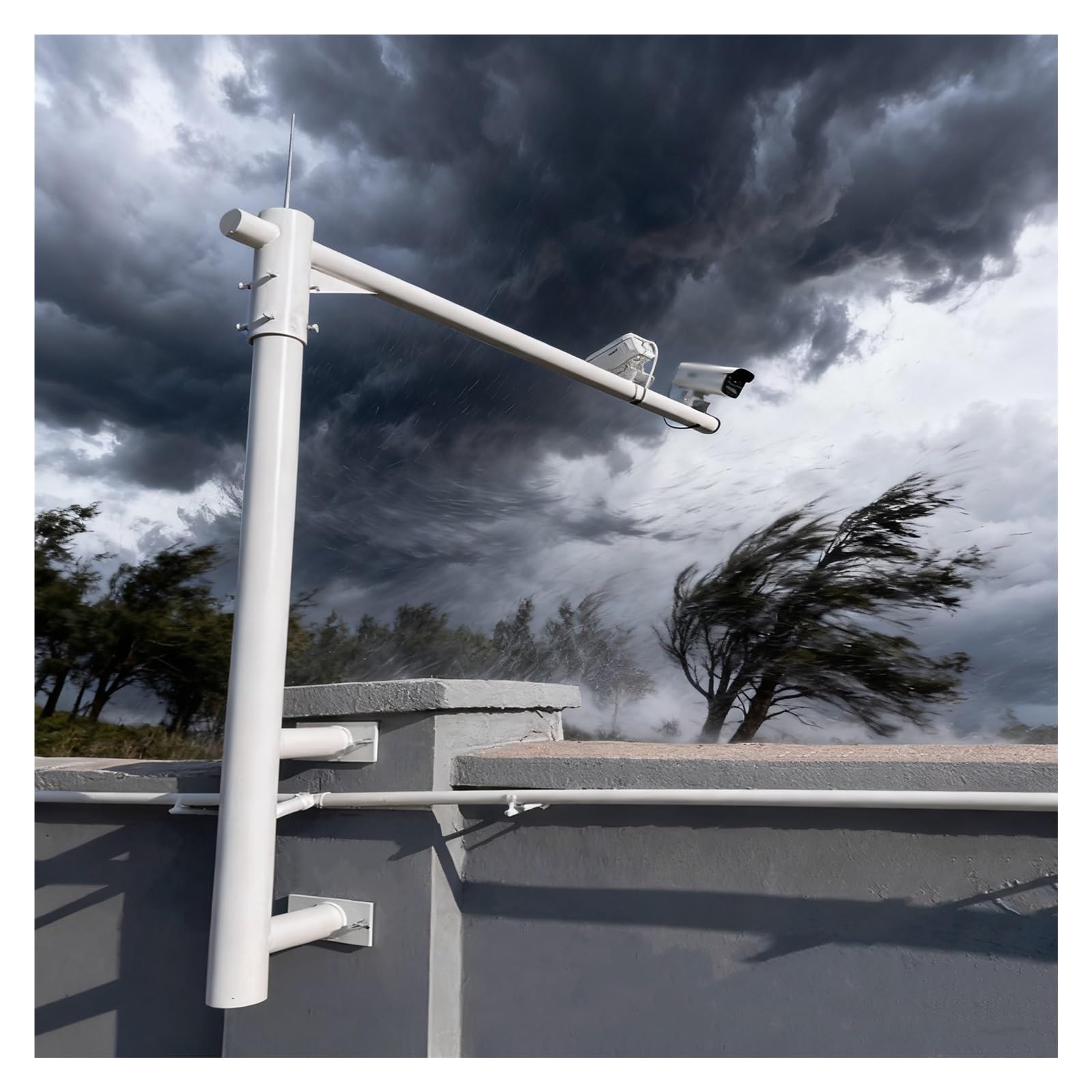 Este Poste Extensor de Montaje para cámara de Seguridad de Pared - Soporte de vigilancia Exterior Desmontable de 1 Metro (3,3 pies) para Uso en Cualquier Clima - Soporte de cámara Ajustable