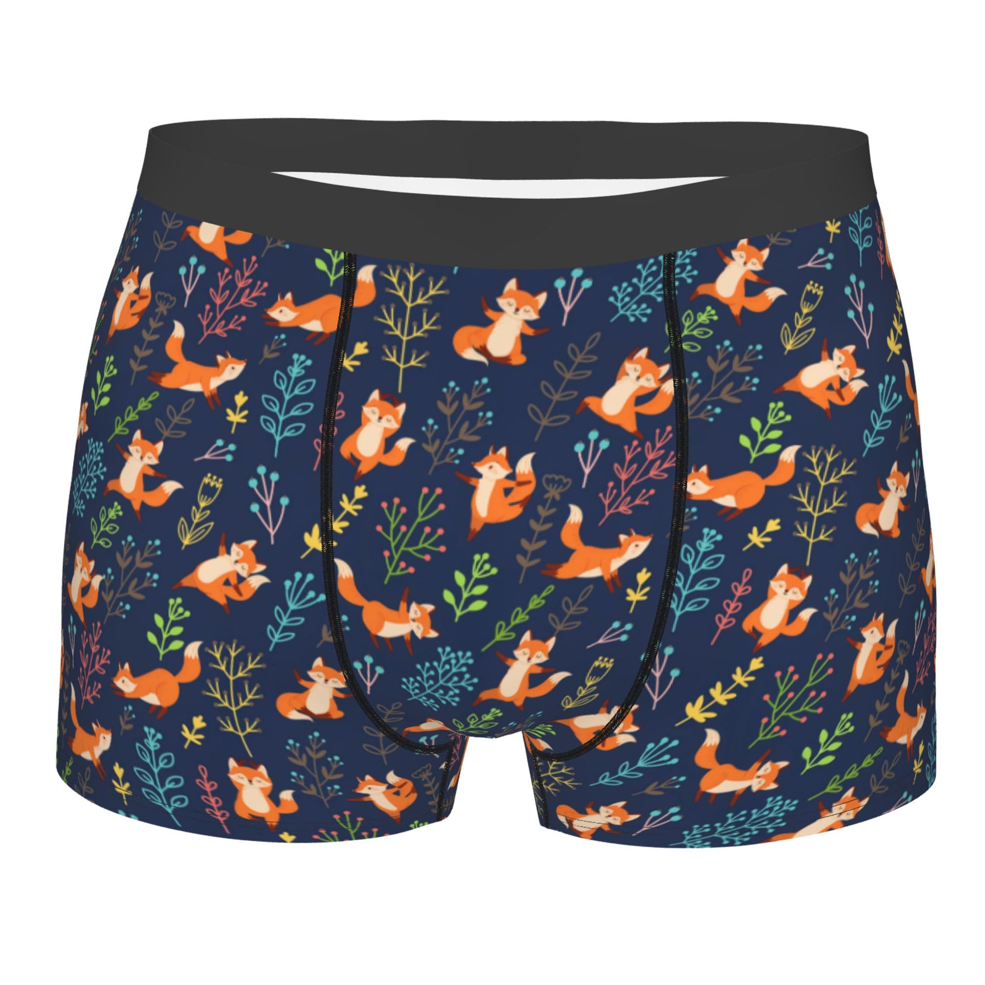 Peiyeety Men's Cute Yoga Foxes Underwear Boxer Briefs Cowboy Capybara Cactus Briefs Soft Pouch Low-Rise Boxer Shorts Stretch Novelty Boxers S