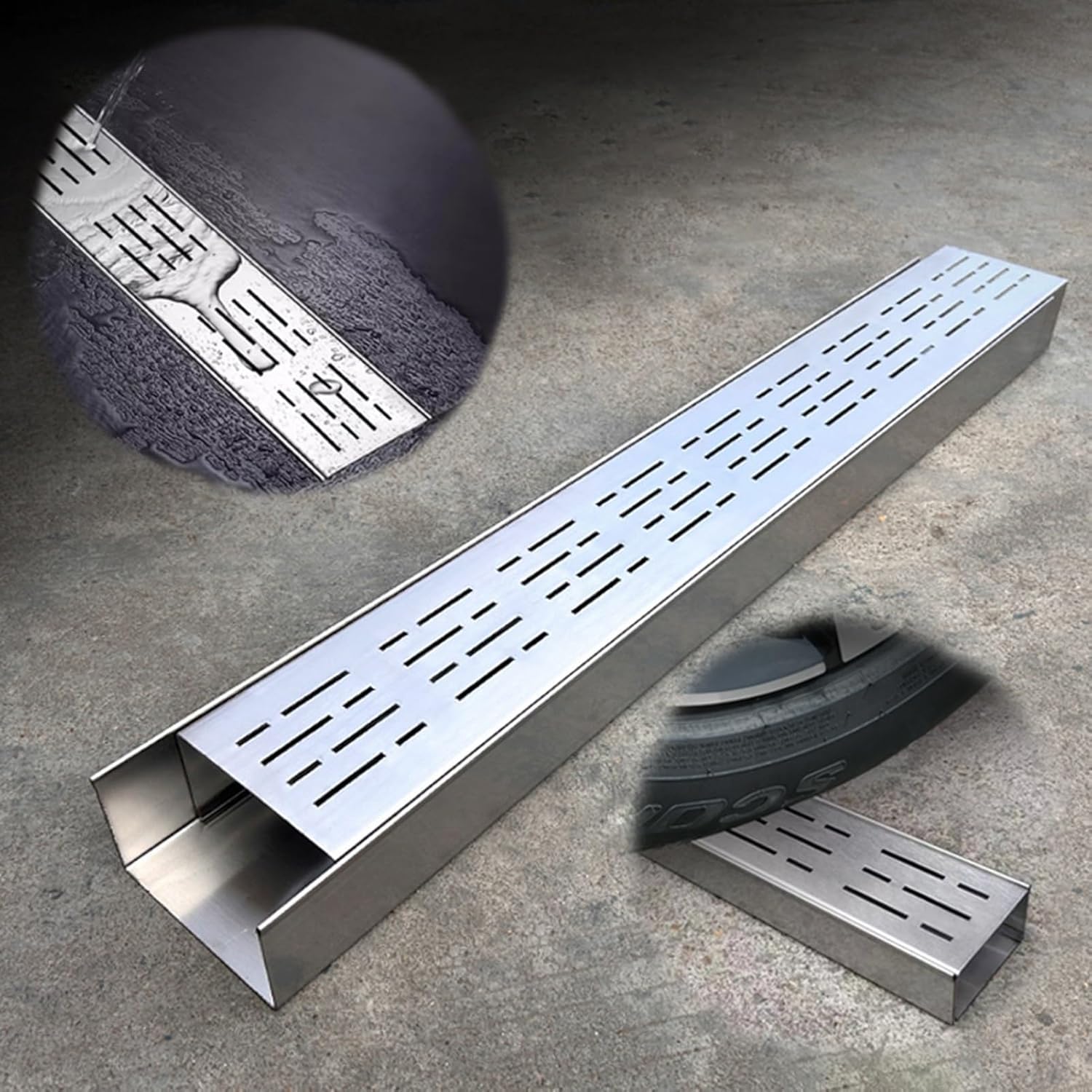 Kit de fossé de drainage en acier inoxydable anti-inondation pour cour et allée