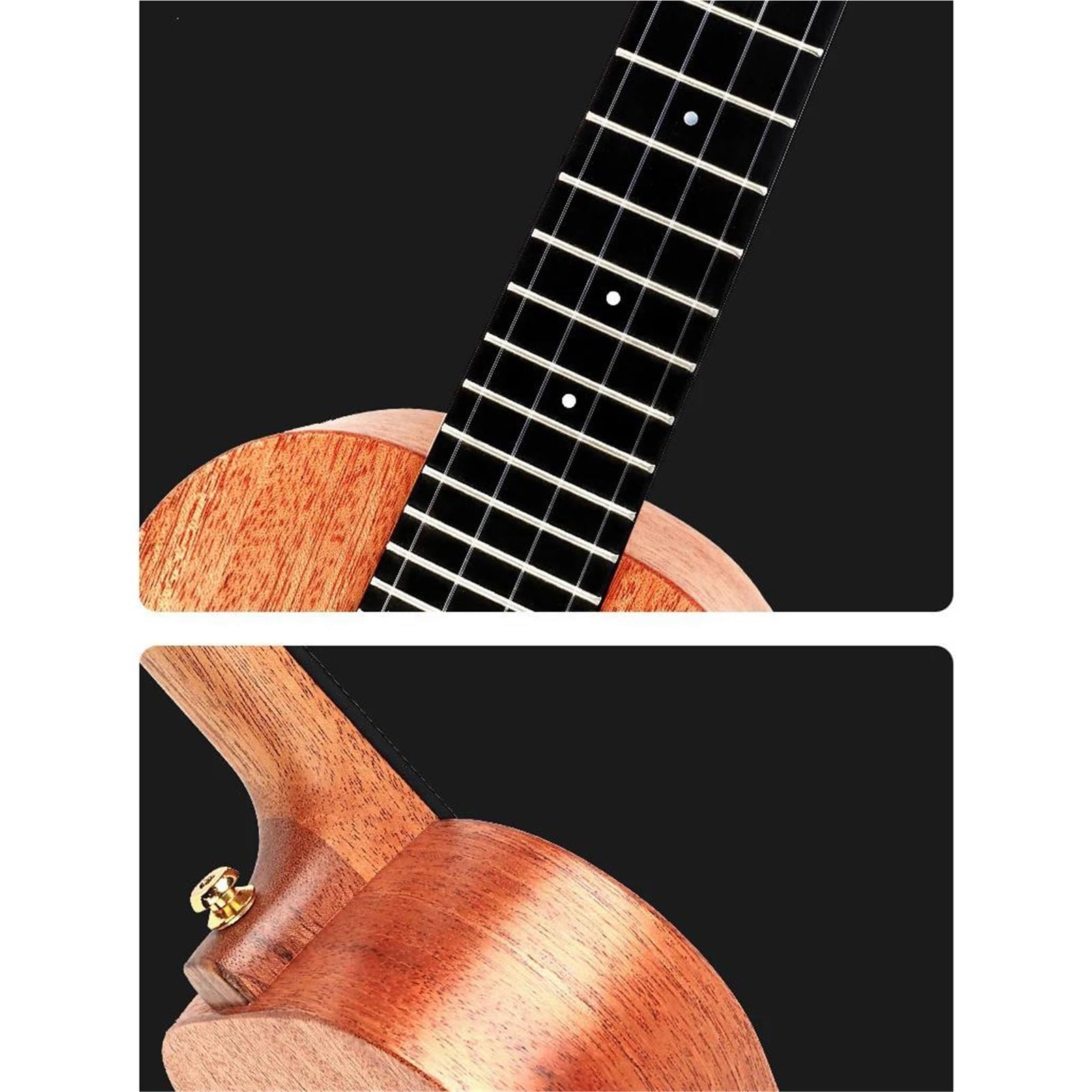 Ukulele Instrumenty Muzyczne Ukulele 23/26 Cala Z Litego Mahoniu Futerałem Paskiem Do Strojenia Strunami Kostką Typu Kapoo I Sand Shakerem(23 inch)