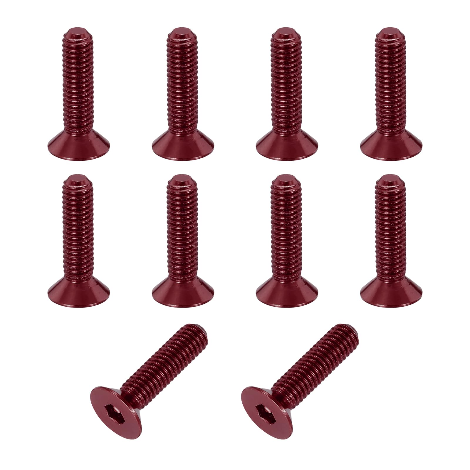sourcing map 10 Pack Socket Head Screws, M3x12mm Aluminum Alloy Countersunk Head Hex Socket Screws Hardware Hexagon Flat Head Bolts for Model Accessories, Red