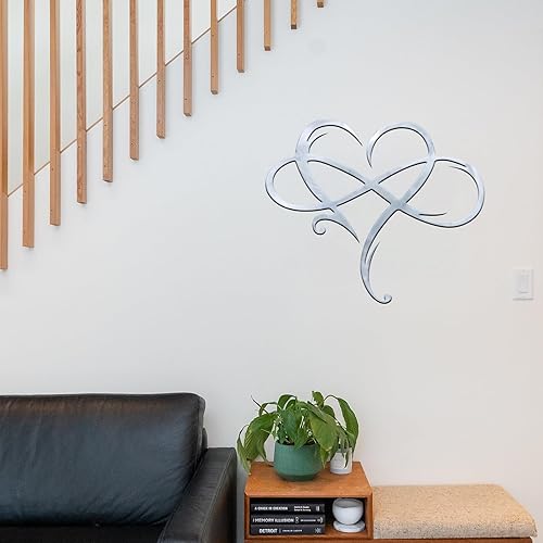 Miniatura 7 de MayLove-US Decoración de pared de metal con corazón infinito, decoración única de pared de corazón infinito, placa de amor, arte geométrico de
